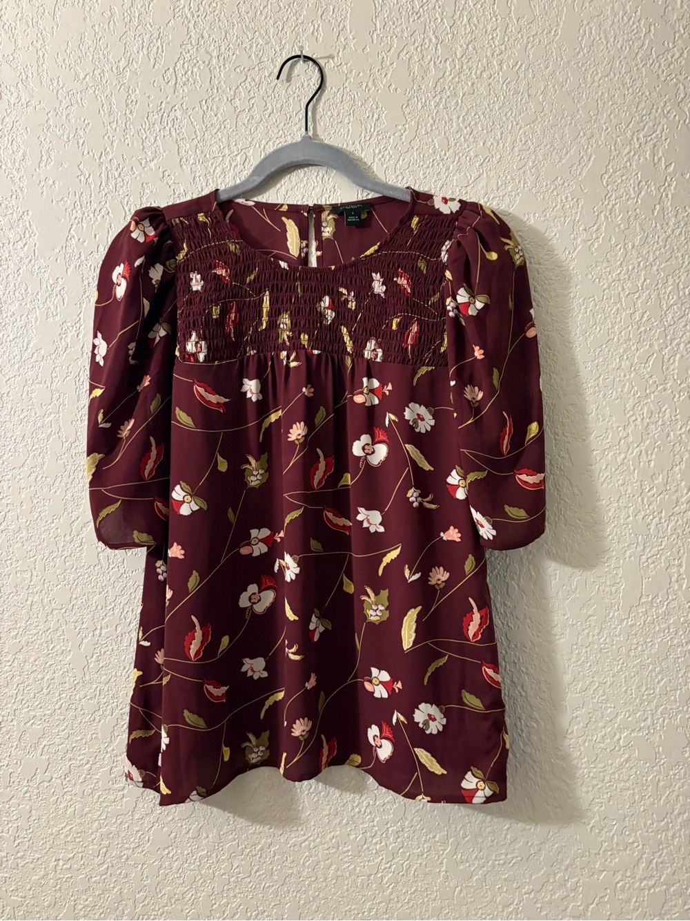 Ann Taylor Smocked Front Blouse Top S